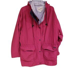 Vintage 90s Woolrich Antique Rose Red Jacket Womens XL Winter Barn Coat Hood